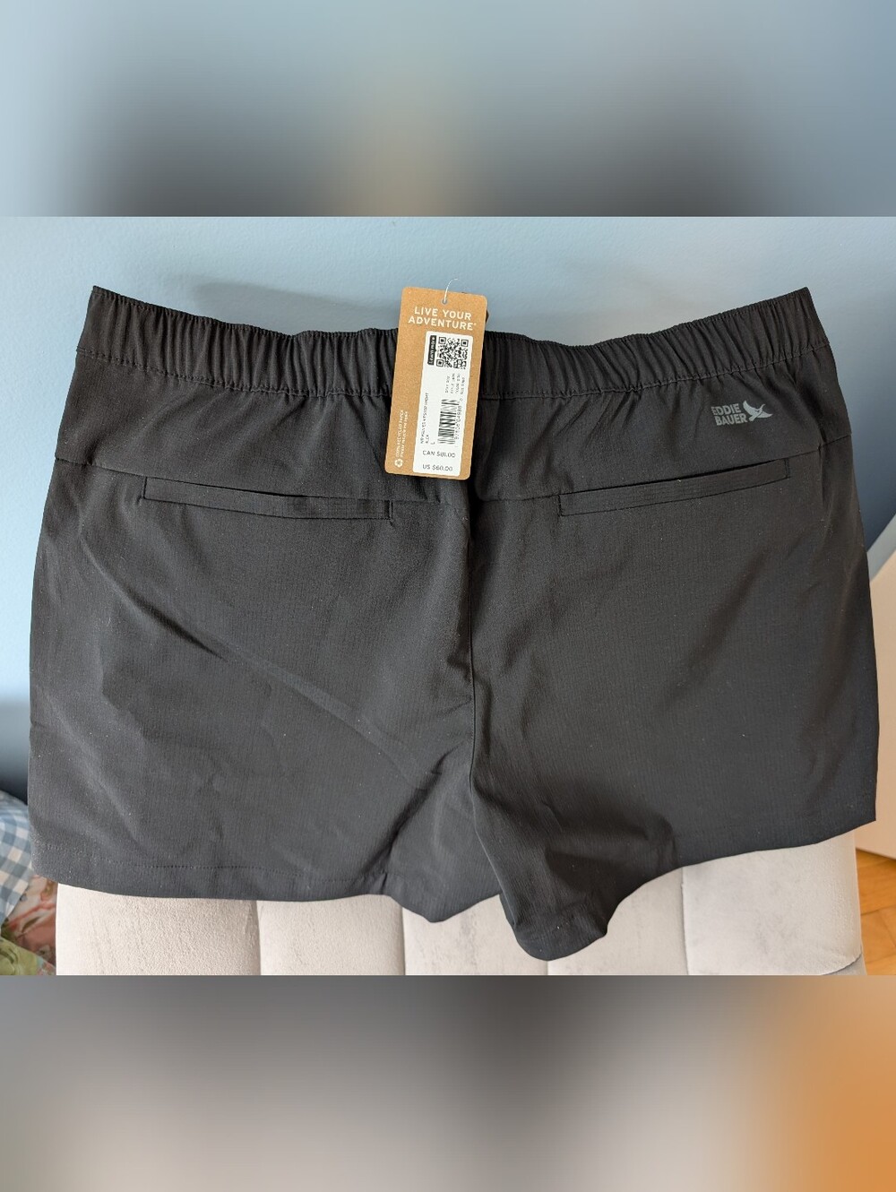Eddie Bauer Women's Rainier Ripstop Shorts NWT Size Large Black Lightweight